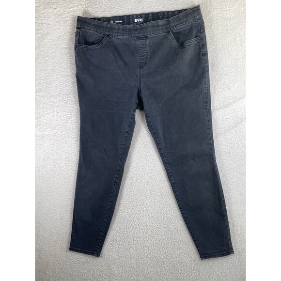 EVRI Jegging Jeans Womens sz 18W Midrise Pull On Black Stretch Waist - Picture 1 of 16